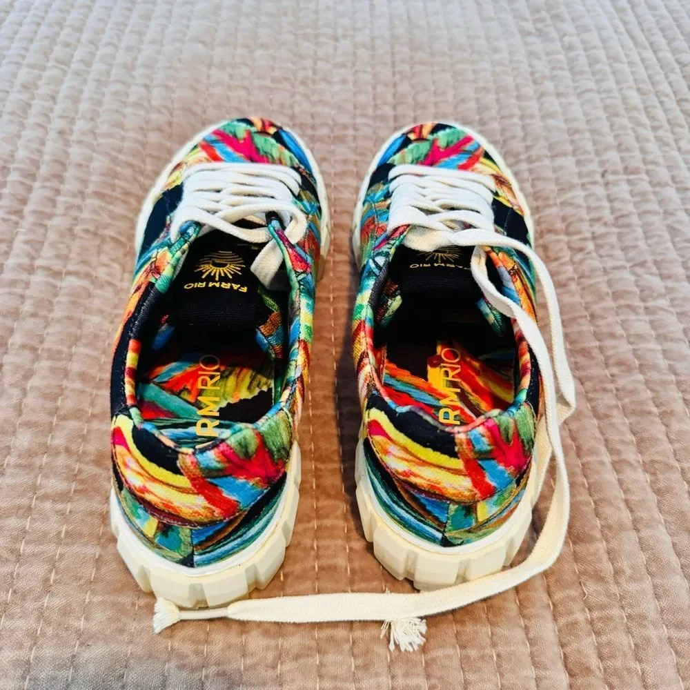 FARM RIO black banana print platform sneakers NWOT - Picture 7 of 9